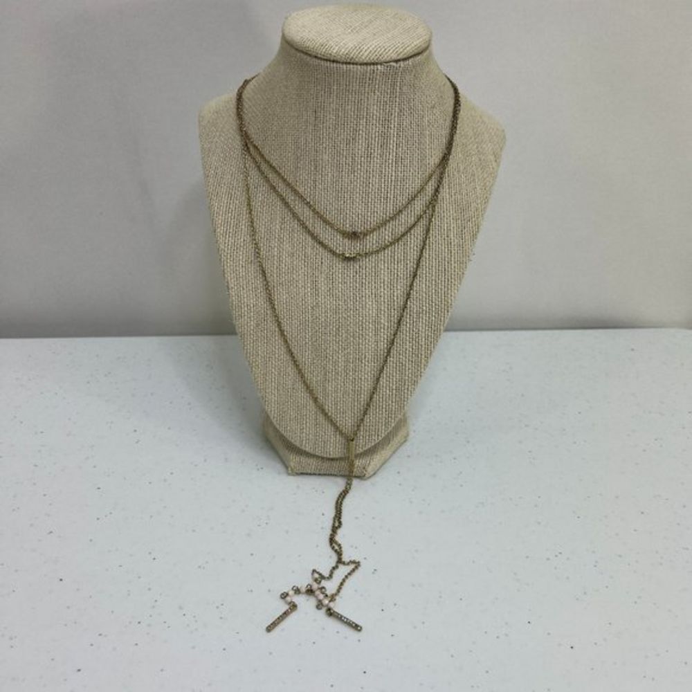 Sugarfix Baublebar Necklace Layered Gold Tone Rhinestone Dangle‎ Multi Strand